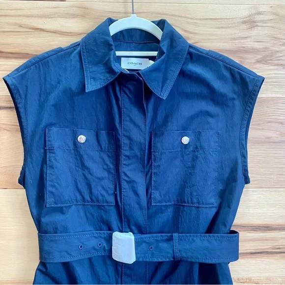 Coach Belted Navy Trench Dress NWT - Picture 11 of 16